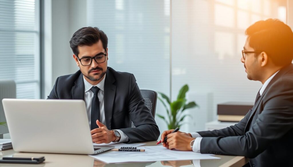 Image of a tax consultant working with a client in India
